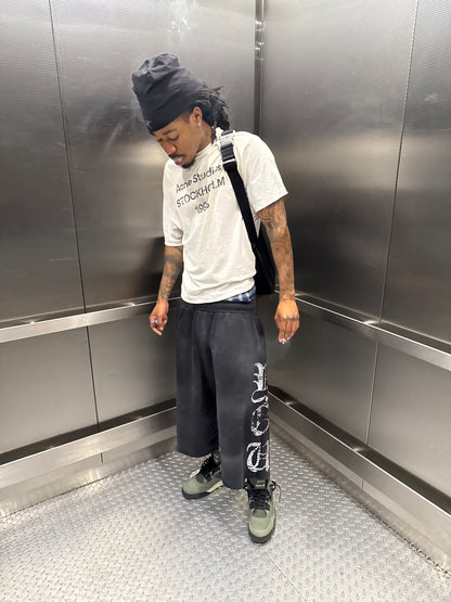 FU Black Wash Sweat Shorts