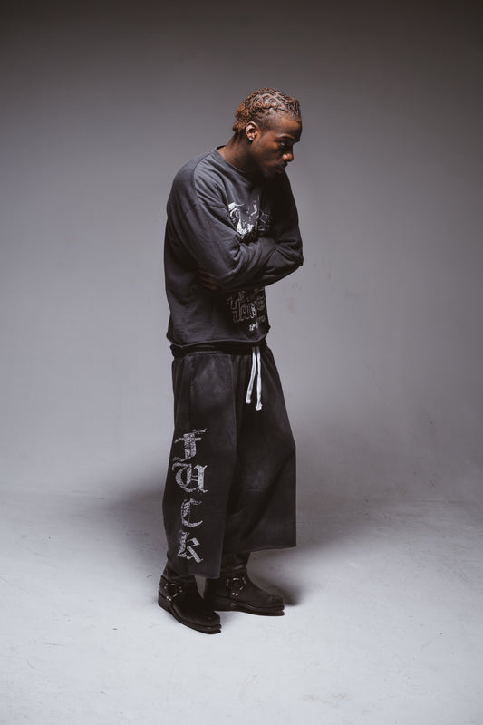 FU Black Wash Sweat Shorts