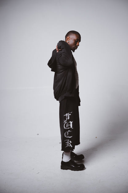 FU Black Wash Sweat Shorts