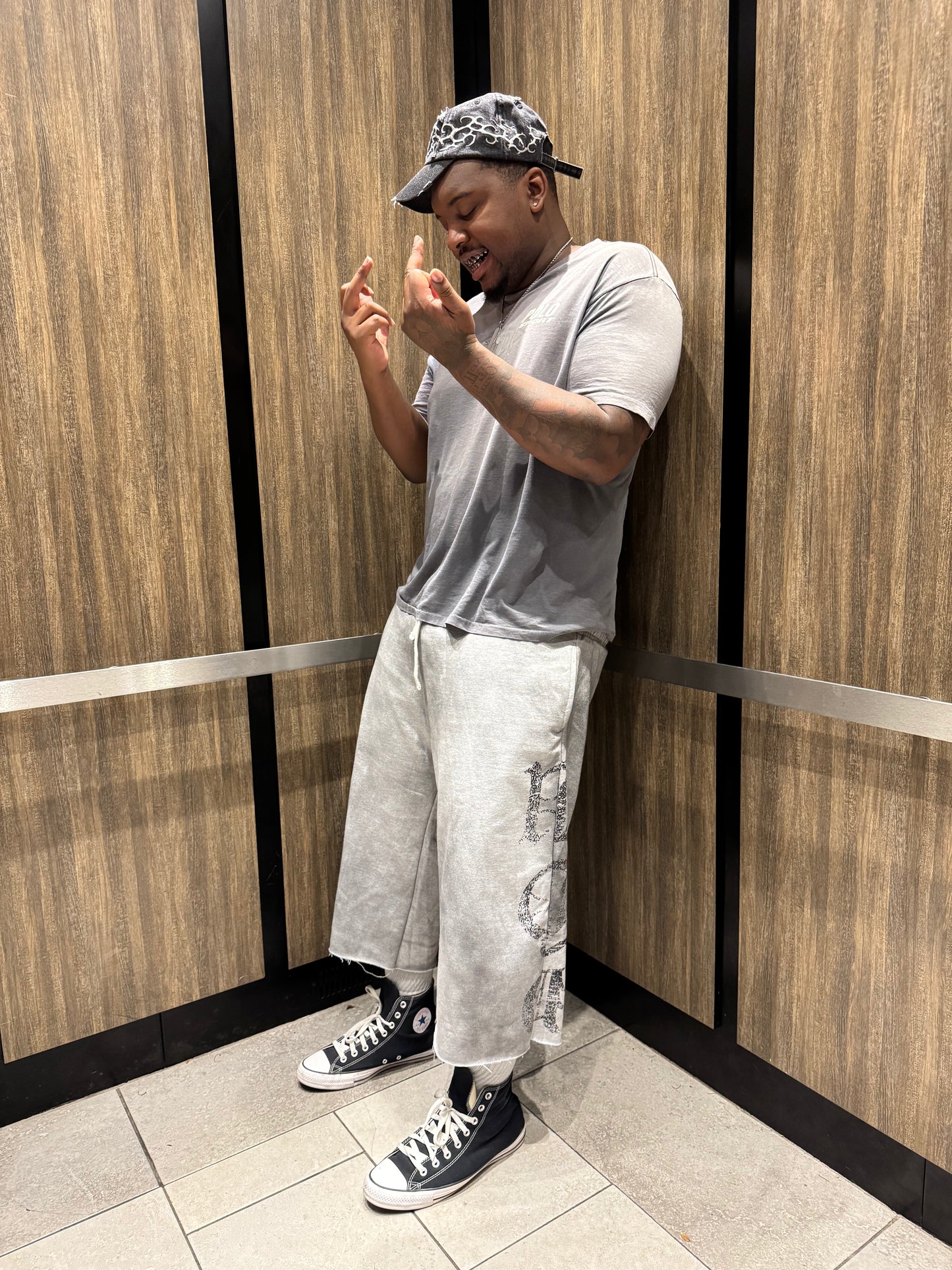 FU Grey Wash Sweat Shorts