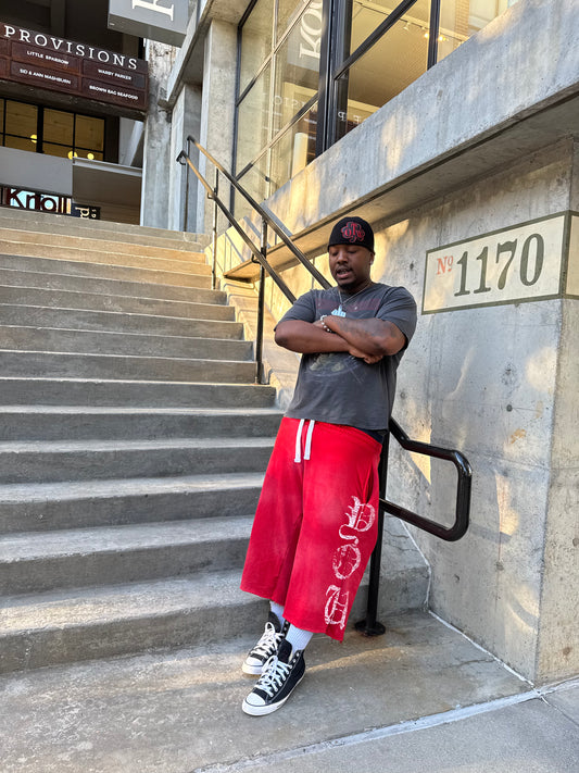 FU Red Wash Sweat Shorts